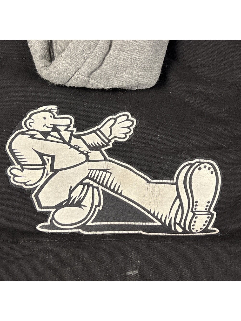 Custom Wrangler Hooded Duck Vest Men M Black "Keep On Truckin" Patch Streetwear